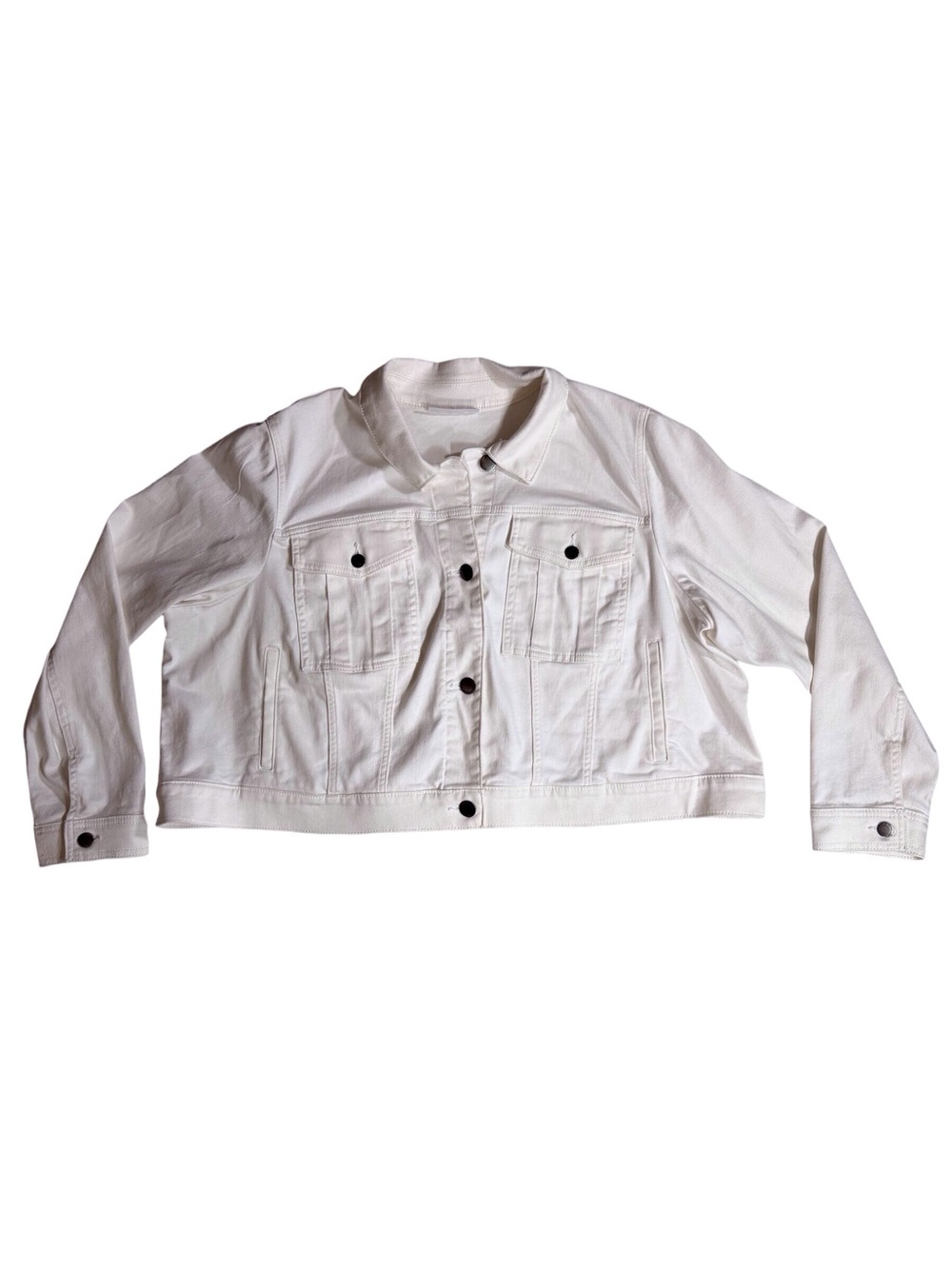 Lane Bryant White Button Front cropped Denim Jacket women’s size 24